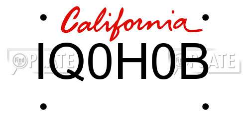 IQ0H0B California License Plate