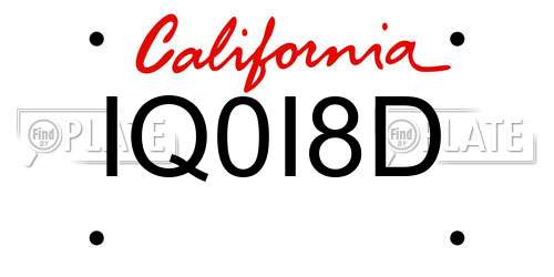 IQ0I8D California License Plate