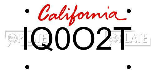 IQ0O2T California License Plate