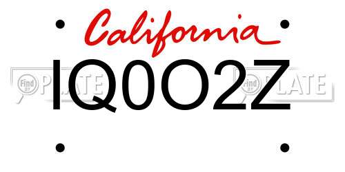 IQ0O2Z California License Plate
