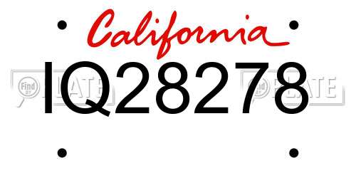 IQ28278 California License Plate