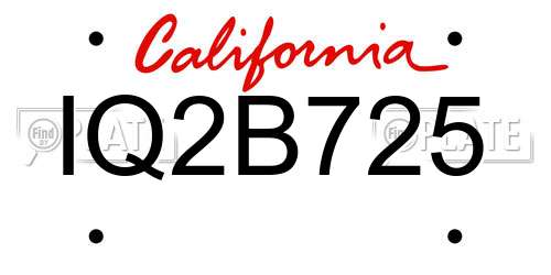 IQ2B725 California License Plate