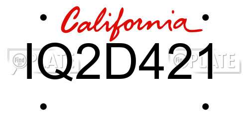 IQ2D421 California License Plate