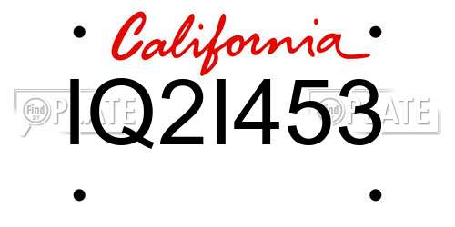 IQ2I453 California License Plate