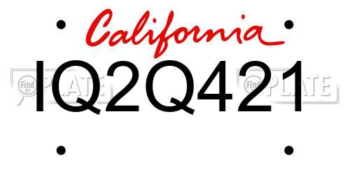 IQ2Q421 California License Plate