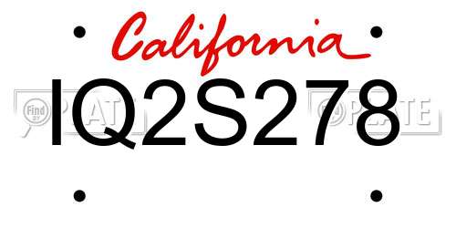 IQ2S278 California License Plate
