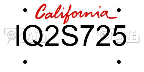 IQ2S725 California License Plate