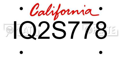 IQ2S778 California License Plate