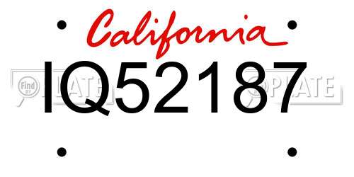 IQ52187 California License Plate