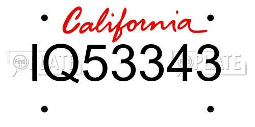 IQ53343 California License Plate