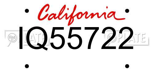 IQ55722 California License Plate
