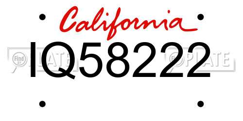 IQ58222 California License Plate
