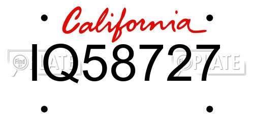 IQ58727 California License Plate