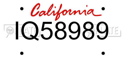 IQ58989 California License Plate