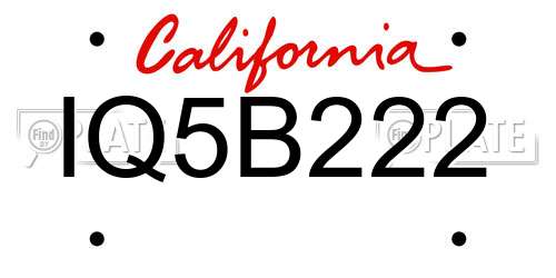 IQ5B222 California License Plate