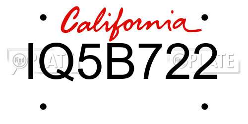 IQ5B722 California License Plate