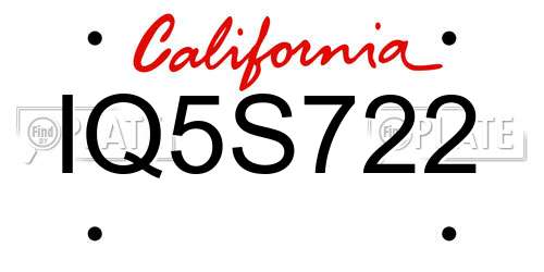 IQ5S722 California License Plate