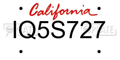 IQ5S727 California License Plate