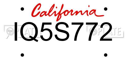 IQ5S772 California License Plate