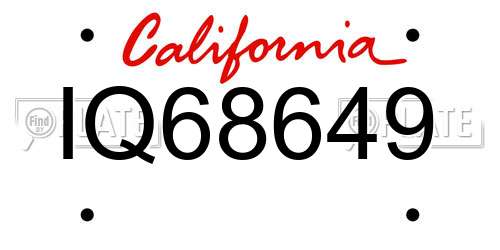 IQ68649 California License Plate