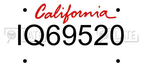 IQ69520 California License Plate