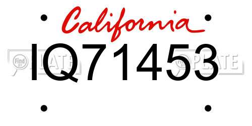 IQ71453 California License Plate