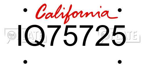 IQ75725 California License Plate