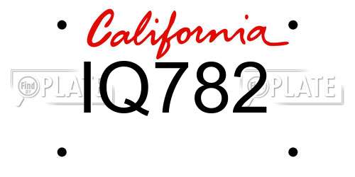 IQ782 California License Plate