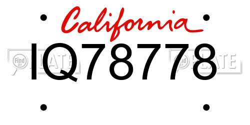 IQ78778 California License Plate