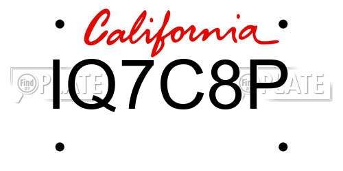 IQ7C8P California License Plate