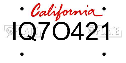 IQ7O421 California License Plate