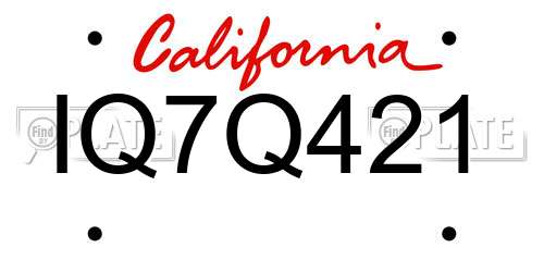 IQ7Q421 California License Plate