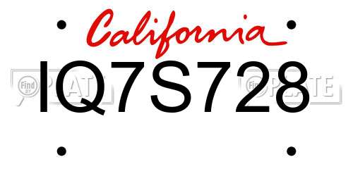 IQ7S728 California License Plate