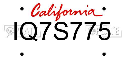IQ7S775 California License Plate