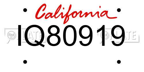 IQ80919 California License Plate