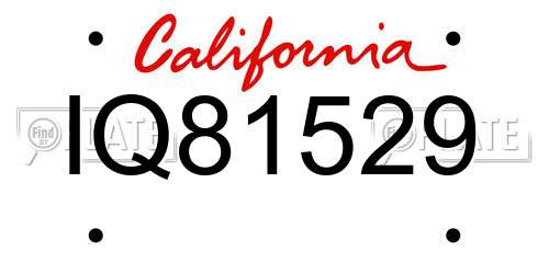 IQ81529 California License Plate