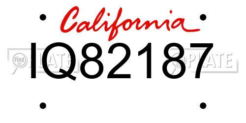 IQ82187 California License Plate