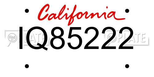 IQ85222 California License Plate