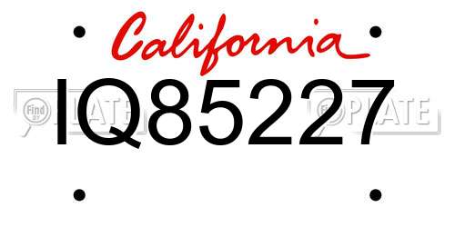 IQ85227 California License Plate