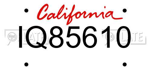 IQ85610 California License Plate