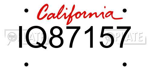 IQ87157 California License Plate