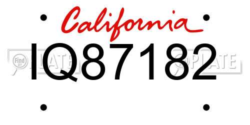 IQ87182 California License Plate