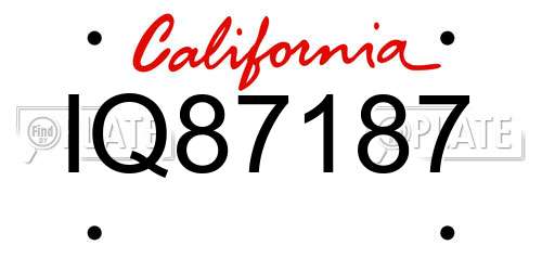 IQ87187 California License Plate