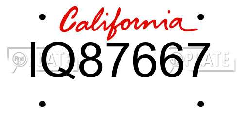 IQ87667 California License Plate