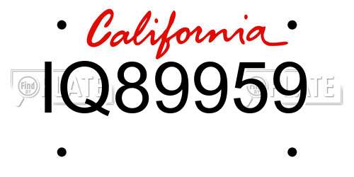 IQ89959 California License Plate