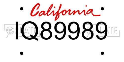 IQ89989 California License Plate
