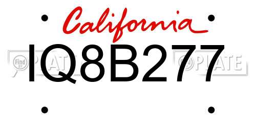 IQ8B277 California License Plate