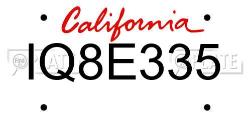 IQ8E335 California License Plate