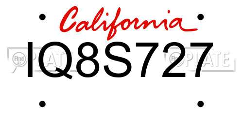 IQ8S727 California License Plate