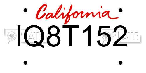IQ8T152 California License Plate